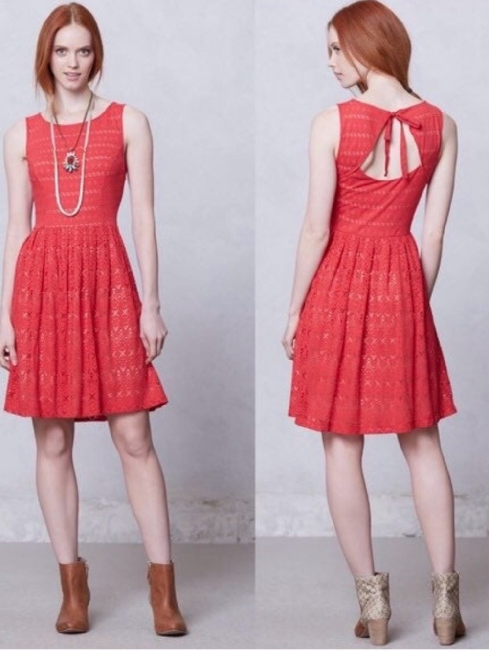 Anthropologie Postmark Coral Sunstream Eyelet Dress